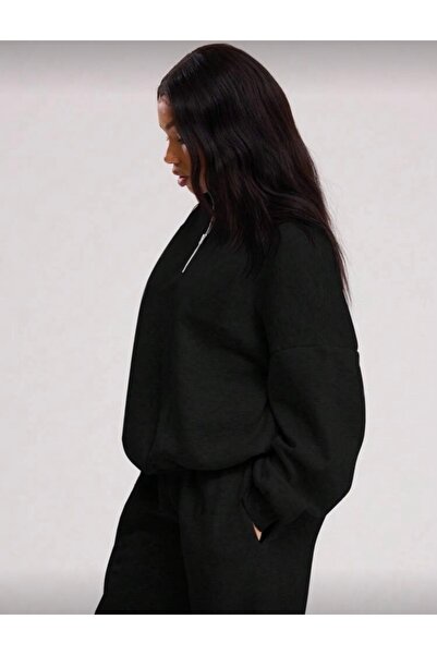 DEZZİİ Μαύρο Φούτερ Φούτερ ψηλός λαιμός Σετ Φούτερ