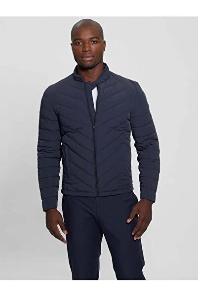 Guess معطف مبطن قابل للتمدد ذو قصة عادية وياقة قائمة مقاوم للماء M4YL05WG9O2 ...