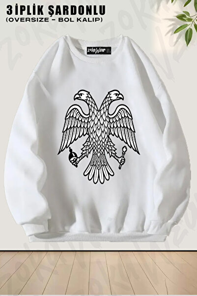 ZOKAWEAR سويت شيرت بول كلوت باوك 2 مطبوع للجنسين بتصميم قصة فضفاضة برقبة دائرية