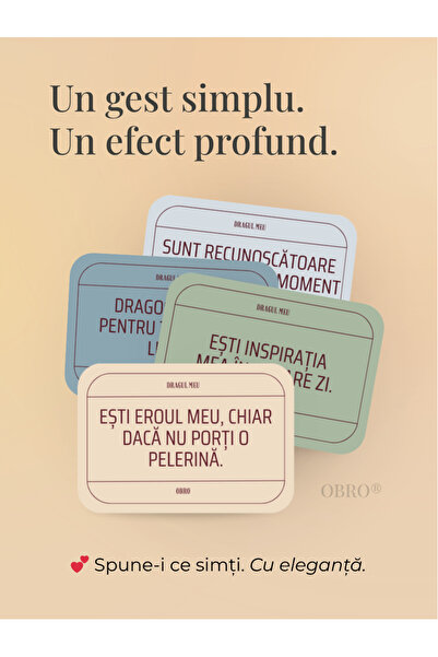 OBRO Set cadou pentru iubit, soț – 40 de felicitări zilnice cu mesaje de iubire, apreciere și recunoștință