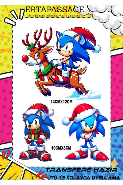 ErTaPassage Sonic Yılbaşı Noel Transfer Baskı – Ütüyle Yapışan – Tişört İçin ...