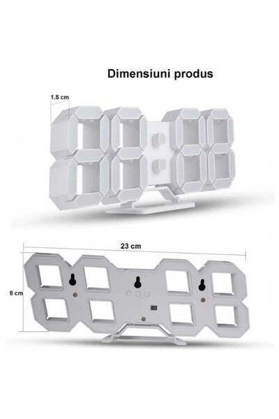 buz Multifunctional LED Projection Clock with Digital Alarm & Temperature Display, 23 x 1.5 cm