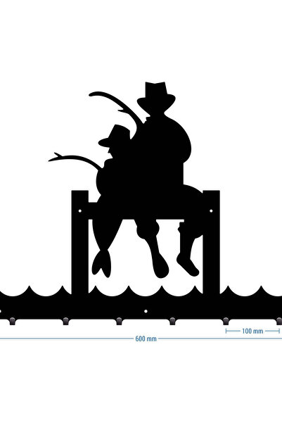 buz Suport metalic de perete pentru hol/baie/living, negru, design pescaresc ...