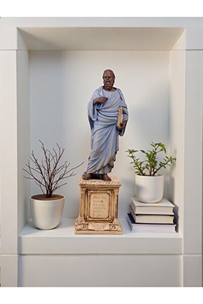 Baefiga Sokrates Heykeli – Felsefe Figürü / Dekoratif El Boyaması Heykel