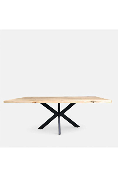 buz Solid linden wood table with metal legs, Spider, 200 x 95 x 78 cm
