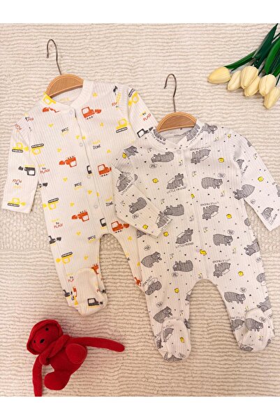 VANİLLİA Organic 100% Cotton Printed Piece Romper Set Newborn Set 0-3/3-6 Months