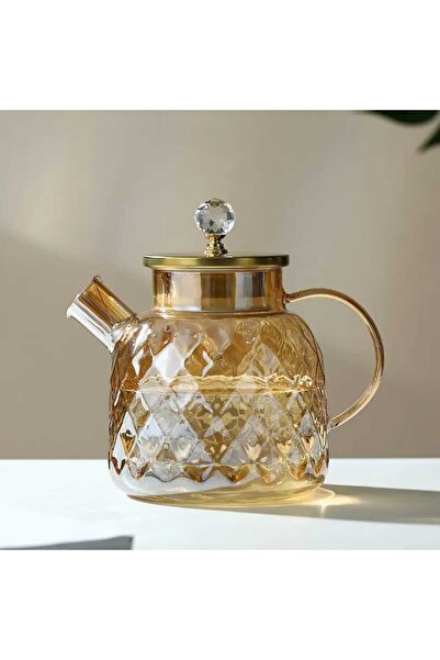 MRK Borasilikat Cam Demlik diamound kulplu