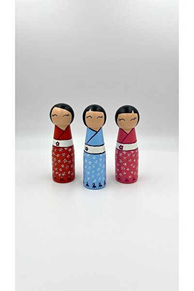 Alf Wood مجموعة دمى خشبية مزخرفة مصنوعة يدويًا على الطراز الياباني مكونة من 3...