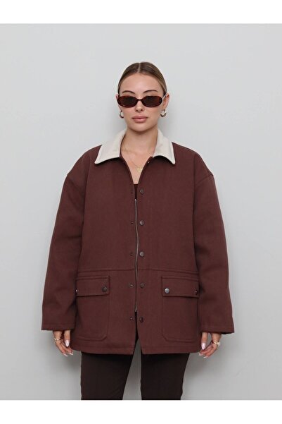 Tumtum Wear Gabardine Suede Collar Quilted Jacket