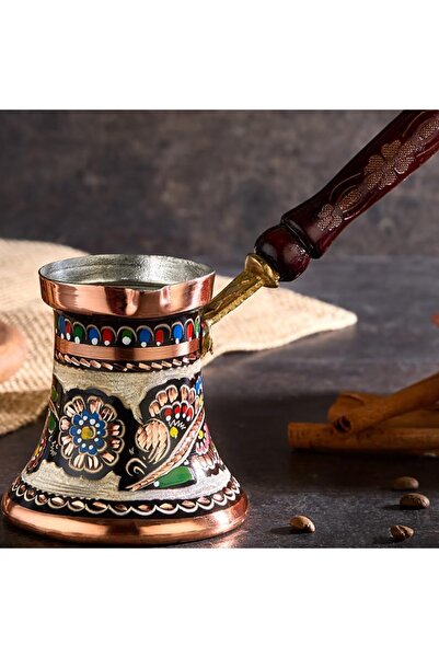 Toptans El Yapımı İşlemeli Bakır Cezve
