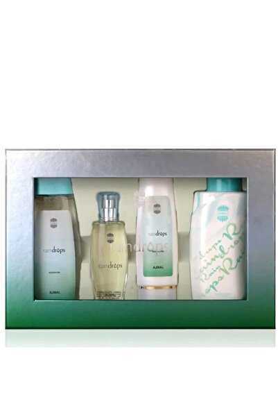 Ajmal Perfumes Raindrops Women's Perfume Set, Lotion Powder Shower Gel, 50ml