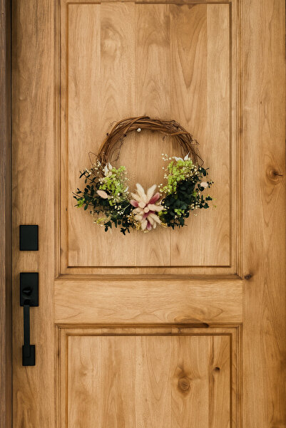 Home Doğal Kuru Dal Çelenk ve Kuru Çiçeklerden Oluşan Kapı Süsü