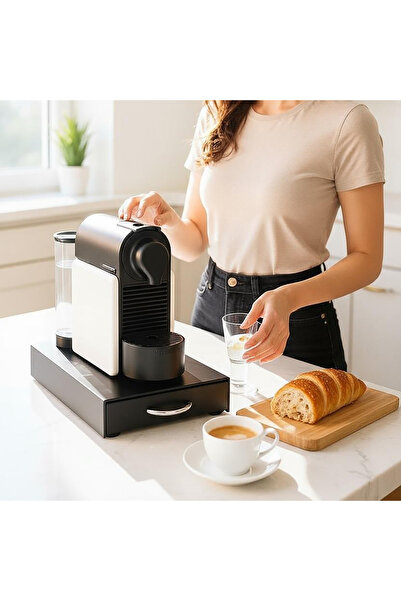 decorelax Çekmeceli Siyah 5 Bölmeli Kapsül Kahve Standı