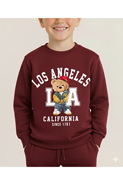 LİTTLE TORTOİSE Boy's Blue Sonic Printed Long Sleeve 3 Thread Shardedon Winter Sweatshirt / Tracksuit Set