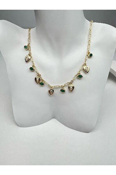 Kius Emerald Green Stone Dangle Necklace