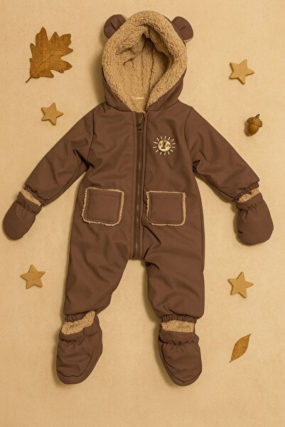 ZERA KIDS Su geçirmez, İçi Kürk Astarlı, Cepli, Kapüşonlu Bebek-Çocuk Astrono...