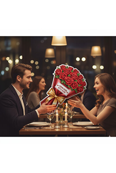 Piloji Happy Birthday Red Rose Shaped Pillow 70 cm - Flower Bouquet Shaped Pi...