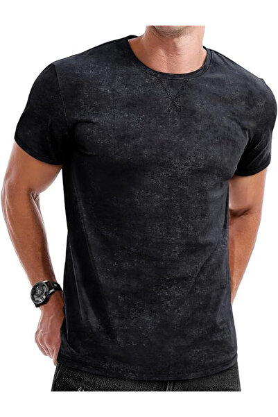 HMIYA Tricou de vară pentru bărbați, bumbac, negru 3XL