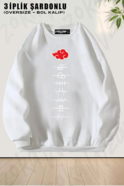 ZOKAWEAR Φούτερ Unisex Loose Fit Uchiha Itachi Naruto Anime με τύπωμα Design oversized με λαιμόκοψη