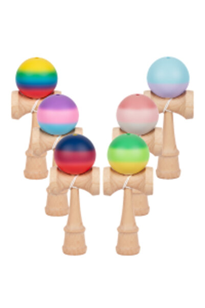victiny Kendama din lemn 18 cm cu bilă de cauciuc multicoloră – Model profesi...