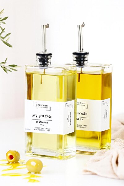 Feronyahome & Garden 2'li 500ml Cam Yağdanlık Şişesi–Zeytinyağı&Sosluk Şişesi...
