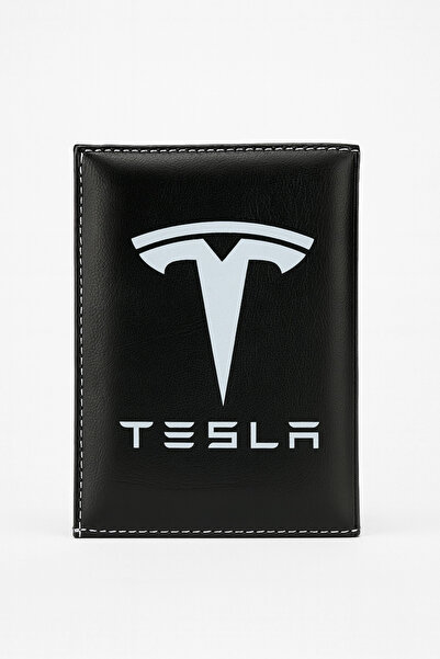 TKY Tasarımı Kendin Yap حافظة رخصة قيادة متوافقة مع شعار تسلا - حافظة وثائق سيارة أنيقة وحامل بطاقات هوية