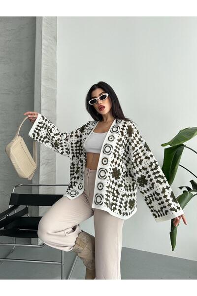 aytenli Motif Figürlü Örme Etnik S XL Is a Standard Size Compatible with the Size Modern Cardigan