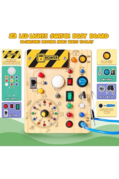 Generic Iabedi Busy Board Plus V2 Montessori, Wood, Yellow