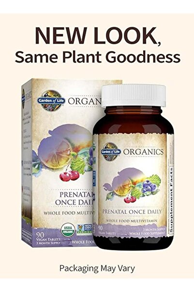 GARDEN OF LIFE mykind Organics Prenatal Once Daily Whole Food Multi Vitamin 90 Vegan Tablets