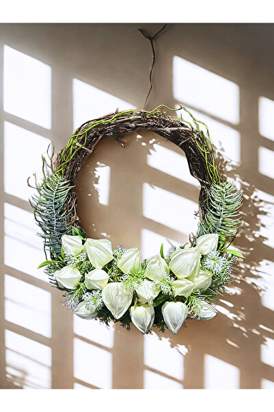 Home Yapay Beyaz Altın Çilek ,Doğal Dal Çelenk Kapı Süsü