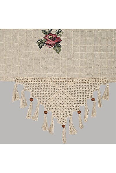 Buldan Tekstil Curtain, Buldan, cotton and linen, embroidered, with tassels, Roses