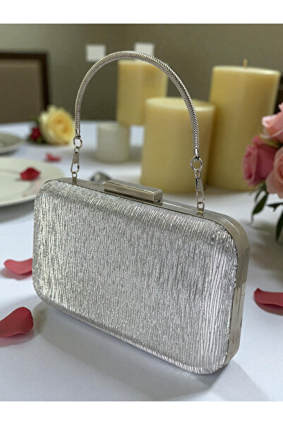 Wedding Fashion Ασημένια τσάντα βραδινού φορέματος με ριγέ σχέδιο με λέιζερ Ν...