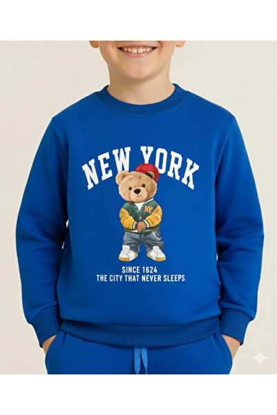 LİTTLE TORTOİSE Boy's Long Sleeve 3 Thread Fleece-Lined Winter Sweatshirt / Tracksuit Set