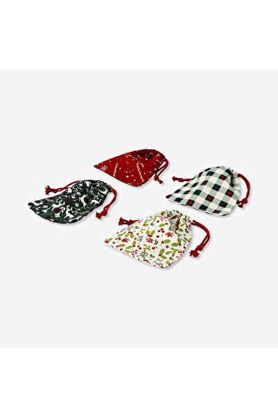 Flying Tiger Copenhagen 4'lü Yılbaşı Desenli Kumaş Hediye Çantası