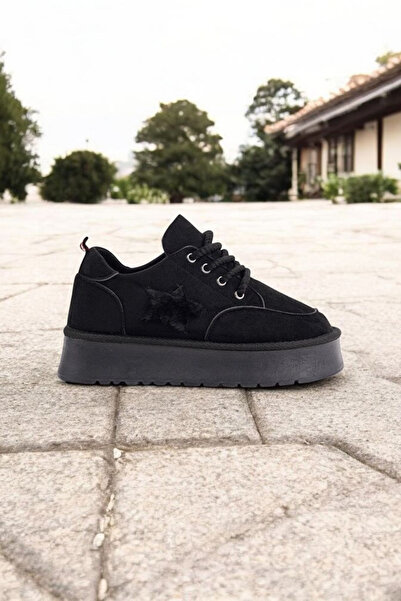 Lideral حذاء رياضي نسائي شتوي ذو نعل سميك ورباط وتفاصيل على شكل نجمة