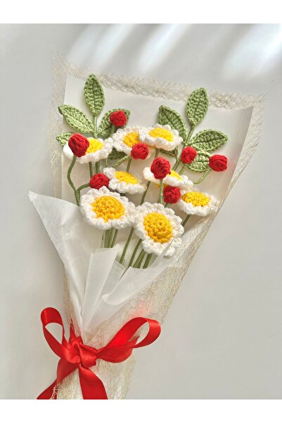 HENERA El Örgüsü Solmayan Papatya Buketi / Sevgililer Günü / Hediyelik /Doğum Günü/Öğretmenler Günü/Çiçek