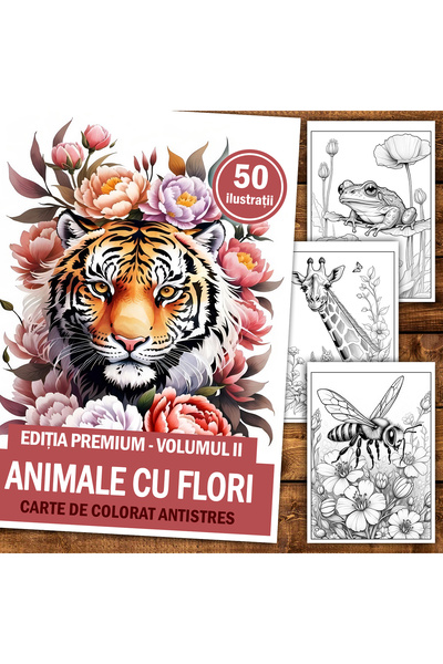 Legendary Gifts Carte de pictură, 50 de ilustrații Animale cu flori - Ediție ...