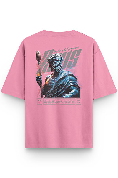 Overoz Μπλουζάκι Unisex ημι-oversized Ζεύς Σαράντα Τρία Ροζ Μπλουζάκι 1405
