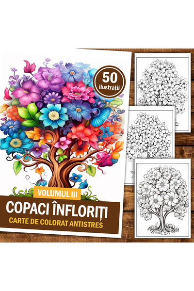 Legendary Gifts Книга за рисуване, 50 илюстрации, Цъфтящи дървета - том III