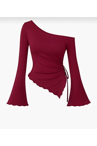 Lufthimm 3 'LÜ AVANTAJLI ŞIK OMUZU DÜŞÜK ÜST ESNEK BÜZGÜLÜ VE BAGCIKLI TASARIM İLKBAHAR VE SONBAHAR BLUZ