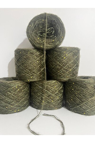 İPEK YÜN İPLİK DÜNYASI Moher Örgü İpi (Haki) Pullu İp Karışım 100gr