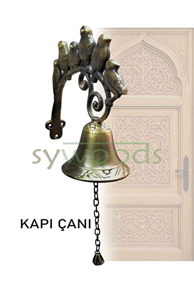 sywoods Pirinç antik kapı çanı altı kuşlu model dekoratif döküm kapı çalma sarı