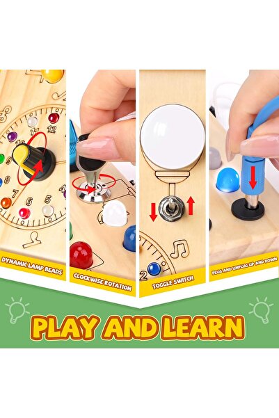 Generic Iabedi Busy Board Plus V2 Montessori, Wood, Yellow