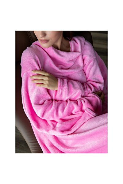 miraza Blanket with Sleeves and Pocket Super Velvety, Warm, Long, Fleece, 200 x 155 cm, Pink
