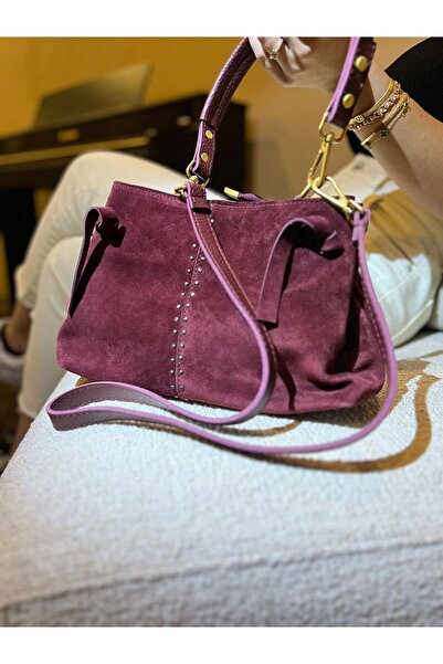RAMAZAN YARDIMCI Bordo Süet Deri Kadın Omuz ve Askılı Çanta | Günlük & Şık Kullanım