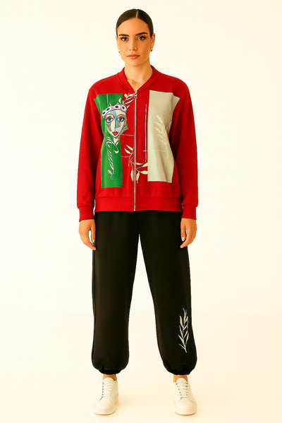 DağdevirenTkstl Women's Top and Bottom Jacket Tracksuit Set