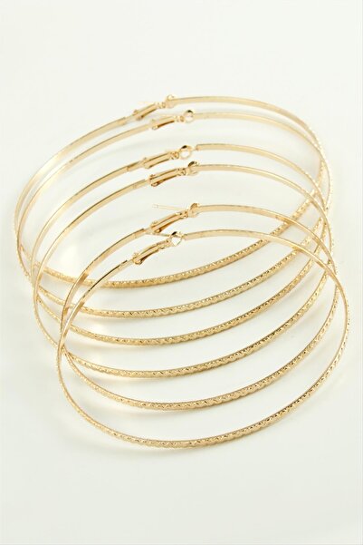 ZERO LAND Mtxdpn Zigzag Pattern Metal Hoop Earrings (161108) 6 Pcs-Yellow