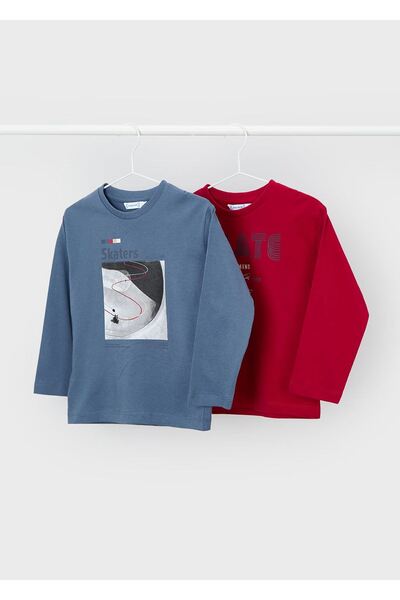 MAYORAL Boy's 2-Piece Long Sleeve T-Shirt Set 4091 Red