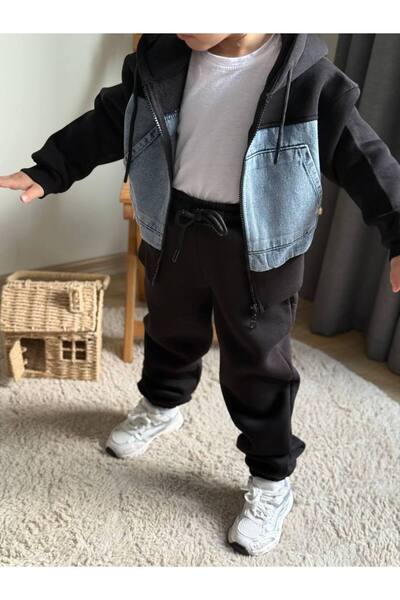 RONYPONY Girls' Denim Garnished Double Set