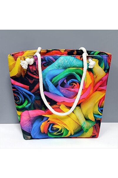 ZERO LAND MTXDPN Geantă de plajă cu model de trandafiri (190709) - colorată